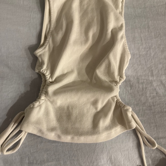 Zara Circe Cutout Ruched Drawstring Tank Top - white - Picture 3 of 4